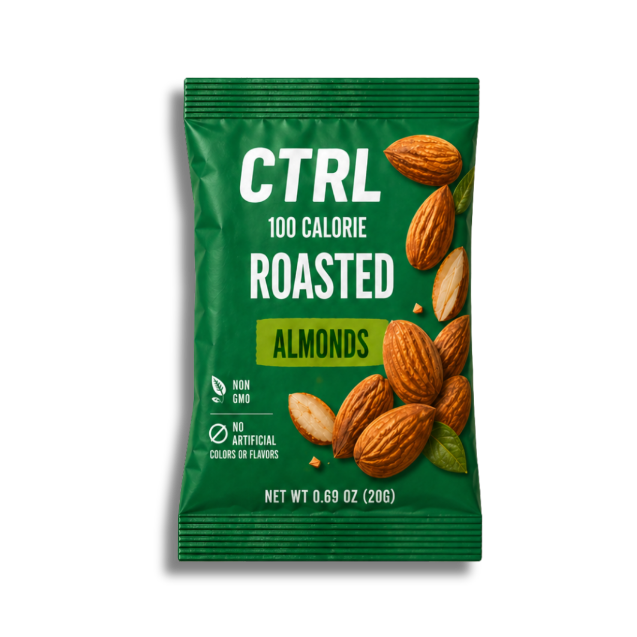 CTRL NUTS Roasted Almond 100 calorie pouch front packaging
