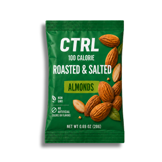 CTRL NUTS Roasted & Salted Almond 100 calorie pouch front packaging