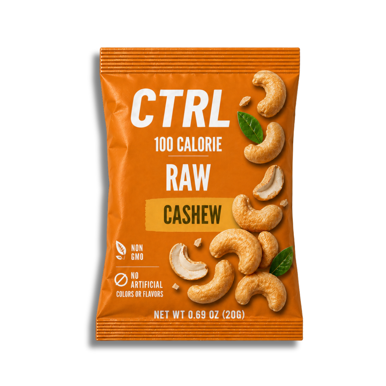 CTRL NUTS Raw Cashew 100 calorie pouch front packaging
