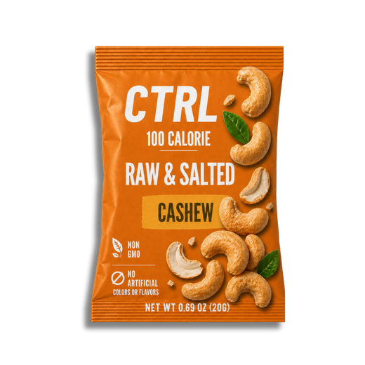 CTRL NUTS Raw & Salted Cashew 100 calorie pouch front packaging