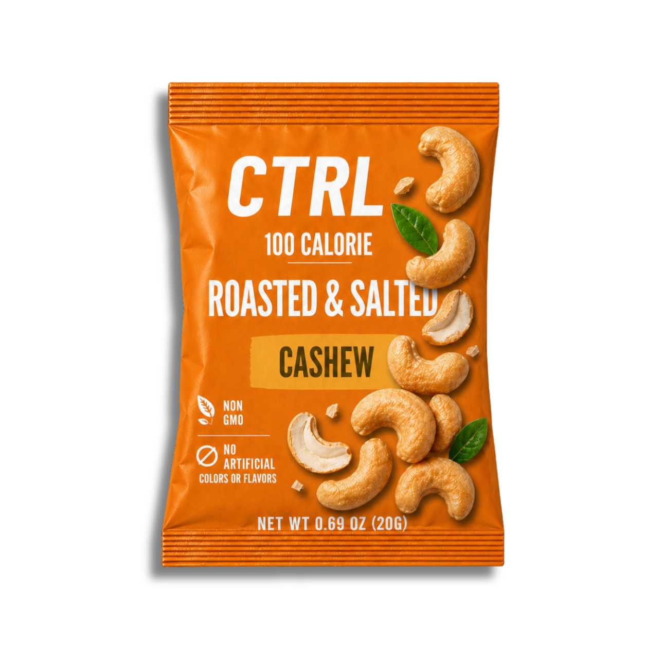 CTRL NUTS Roasted & Salted Cashew 100 calorie pouch front packaging