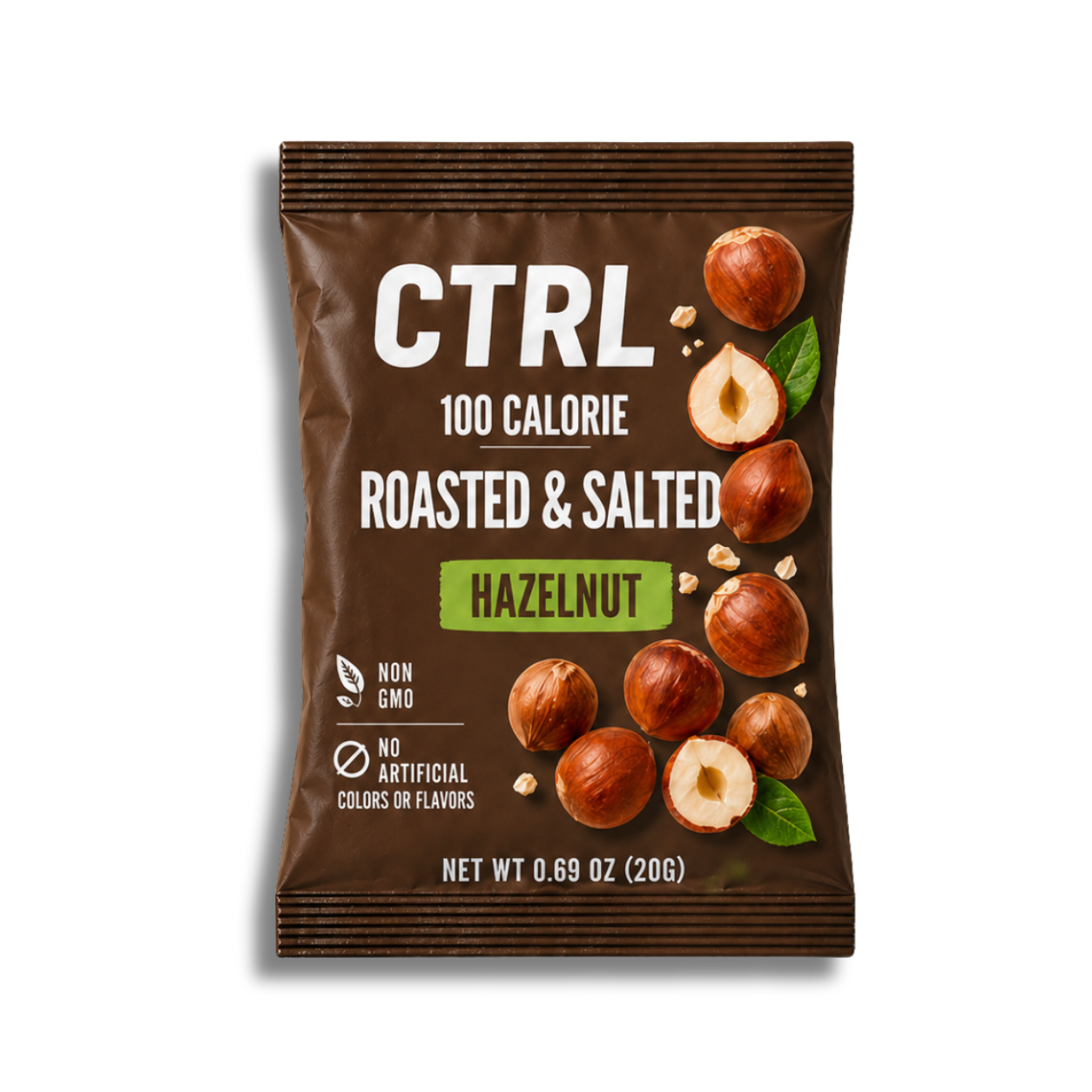 CTRL NUTS Roasted & Salted Hazelnut 100 calorie pouch front packaging